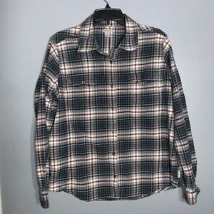 Carhartt Gray Red & White Mid Weight Flannel Button Front Long Sleeve Shirt XL